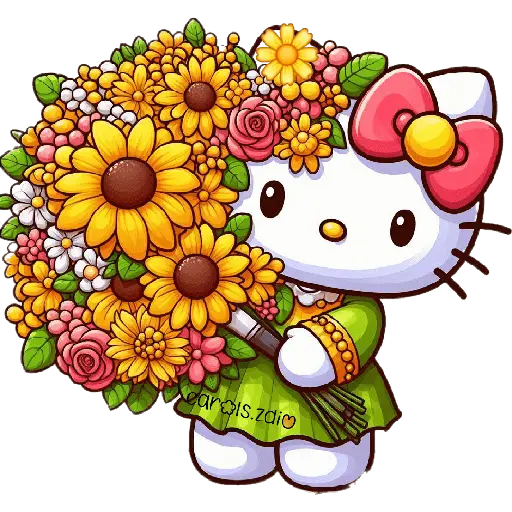 Flores amarillas Hello Kitty🎀🌻 11