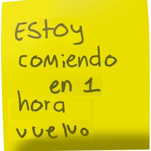 Estoy comiendo en 1 hora vuelvo