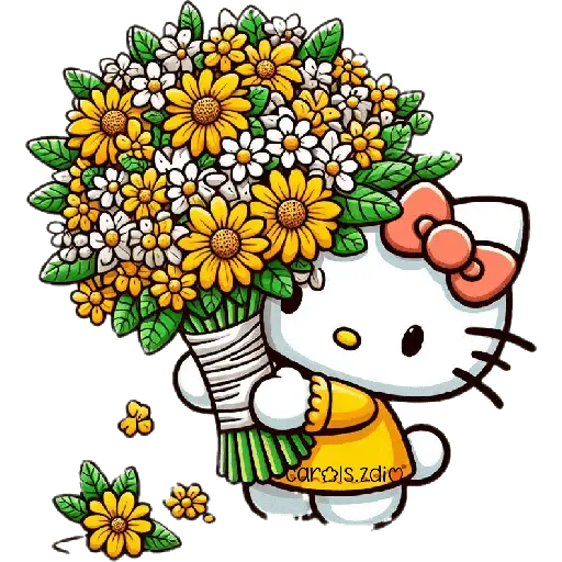 Flores amarillas Hello Kitty🎀🌻 13
