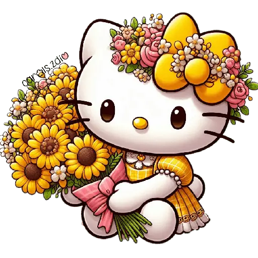 Flores amarillas Hello Kitty🎀🌻 15
