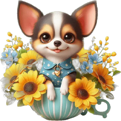 Chihuahua flores amarillas 🏵🌻 5