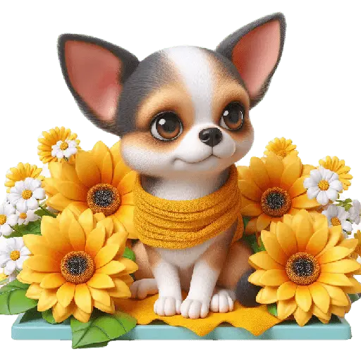 Chihuahua flores amarillas 🏵🌻 12
