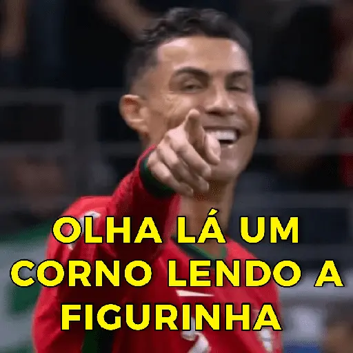 OLHA LÁ UM CORNO LENDO A FIGURINHA