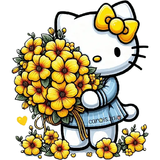 Flores amarillas Hello Kitty🎀🌻 3