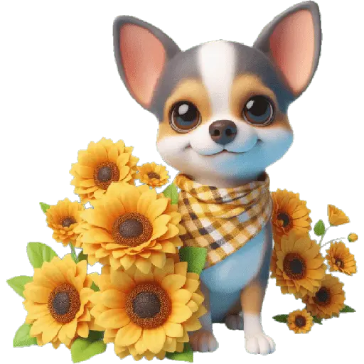 Chihuahua flores amarillas 🏵🌻 10