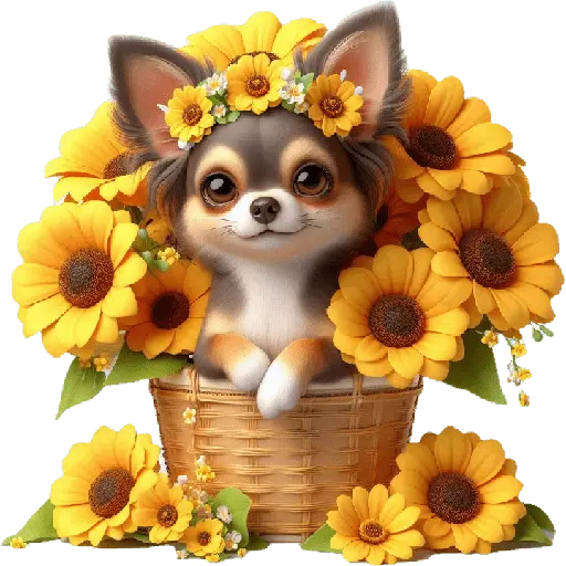Chihuahua flores amarillas 🏵🌻 15